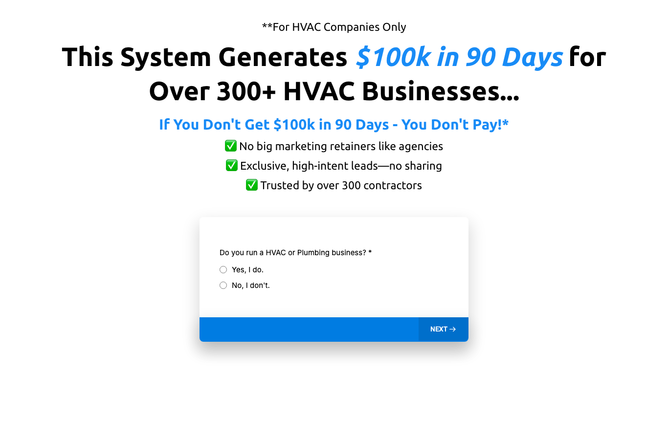 HVAC Quote funnel