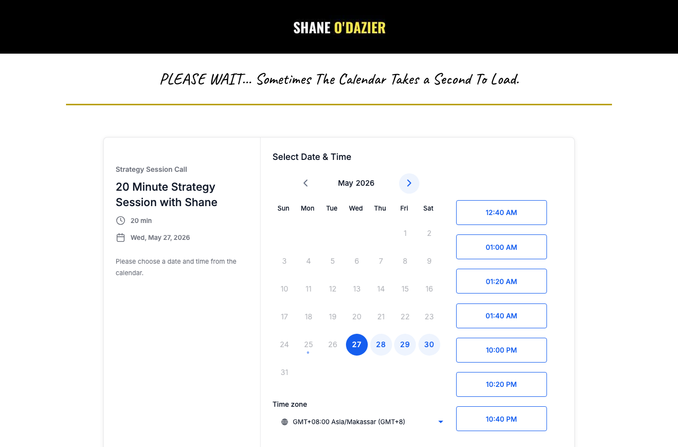 Shane O Dazier landing page